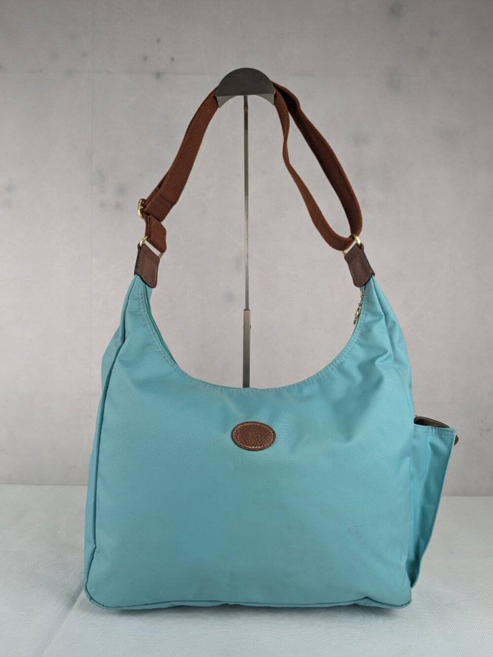 Longchamp le Pliage Shoulder Hobo Messenger Bag Cyan - Used - Authentic